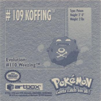 1999 Artbox Pokemon Stickers Series 1 #109 Koffing Back