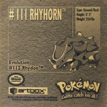 1999 Artbox Pokemon Stickers Series 1 #111 Rhyhorn Back