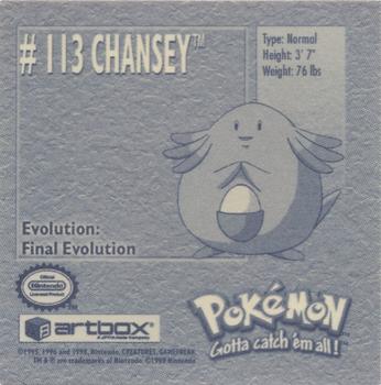 1999 Artbox Pokemon Stickers Series 1 #113 Chansey Back