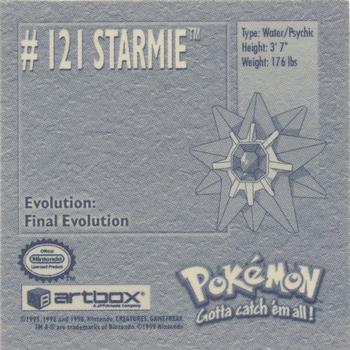 1999 Artbox Pokemon Stickers Series 1 #121 Starmie Back