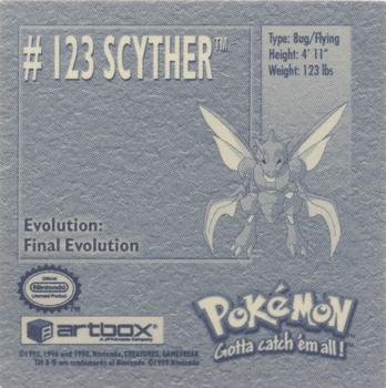 1999 Artbox Pokemon Stickers Series 1 #123 Scyther Back