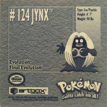 1999 Artbox Pokemon Stickers Series 1 #124 Jynx Back