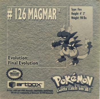 1999 Artbox Pokemon Stickers Series 1 #126 Magmar Back