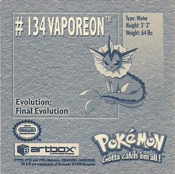 1999 Artbox Pokemon Stickers Series 1 #134 Vaporeon Back