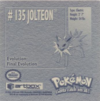 1999 Artbox Pokemon Stickers Series 1 #135 Jolteon Back