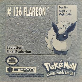 1999 Artbox Pokemon Stickers Series 1 #136 Flareon Back