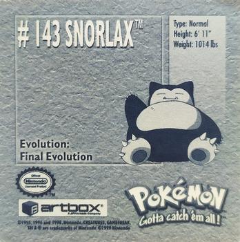 1999 Artbox Pokemon Stickers Series 1 #143 Snorlax Back
