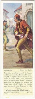 1937 Ty-phoo Tea Characters from Shakespeare #20 Mercutio Front