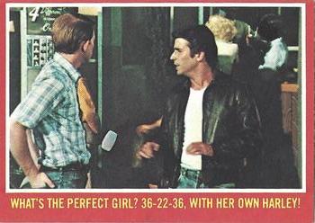 1976 Topps Happy Days - 'A' Series #10A What's The Perfect Girl? 36-22-36, With Her Own Harley! Front
