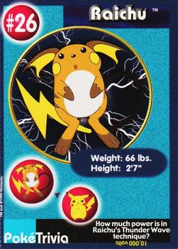 1999 Burger King Pokemon #26 Raichu Front