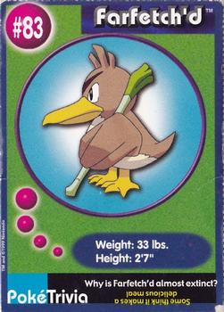 1999 Burger King Pokemon #83 Farfetch'd Front