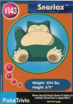 1999 Burger King Pokemon #143 Snorlax Front