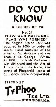 1962 Ty-phoo Tea Do You Know #24 How Our National Flag Was Formed? Back