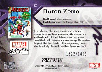 2018 Upper Deck Marvel Masterpieces #42 Baron Zemo Back