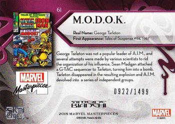 2018 Upper Deck Marvel Masterpieces #61 M.O.D.O.K. Back
