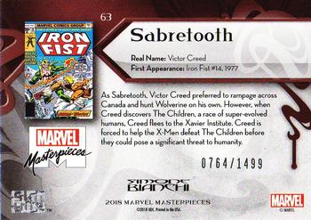 2018 Upper Deck Marvel Masterpieces #63 Sabretooth Back