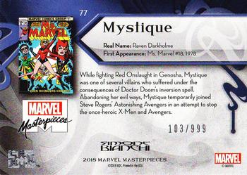 2018 Upper Deck Marvel Masterpieces #77 Mystique Back