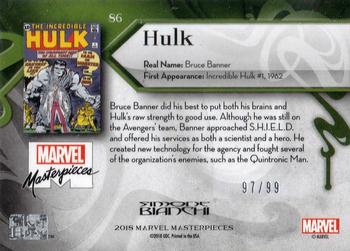 2018 Upper Deck Marvel Masterpieces #86 Hulk Back