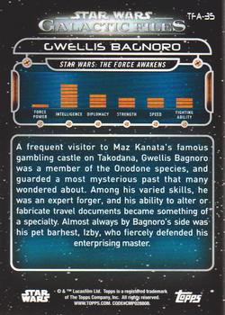 2018 Topps Star Wars: Galactic Files - Blue #TFA-35 Gwellis Bagnoro Back