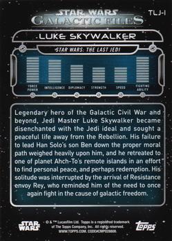 2018 Topps Star Wars: Galactic Files - Blue #TLJ-1 Luke Skywalker Back
