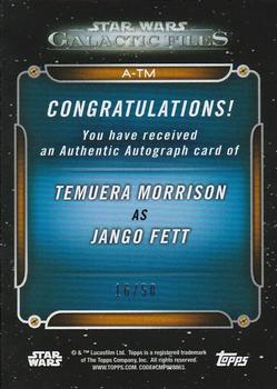 2018 Topps Star Wars: Galactic Files - Autographs Green #A-TM Temuera Morrison Back