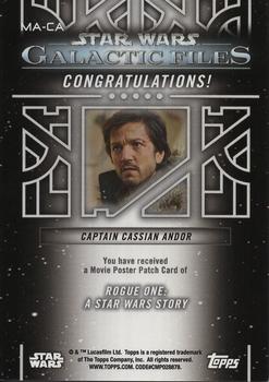 2018 Topps Star Wars: Galactic Files - Manufactured Movie Poster Patch #NNO Cassian Andor / Rogue One Back