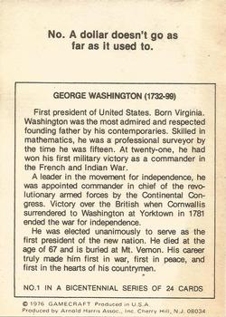 1976 Gamecraft Bicentennial Daze #1 George Washington Back