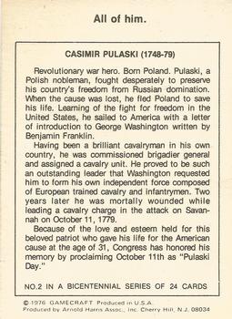 1976 Gamecraft Bicentennial Daze #2 Casimir Pulaski Back