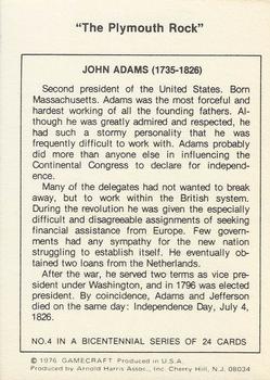 1976 Gamecraft Bicentennial Daze #4 John Adams Back