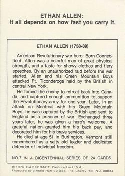 1976 Gamecraft Bicentennial Daze #7 Ethan Allen Back