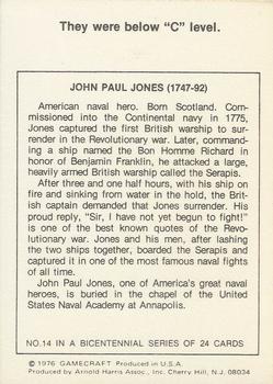 1976 Gamecraft Bicentennial Daze #14 John Paul Jones Back