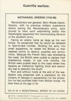 1976 Gamecraft Bicentennial Daze #15 Nathanael Greene Back