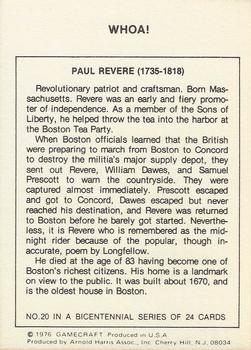 1976 Gamecraft Bicentennial Daze #20 Paul Revere Back