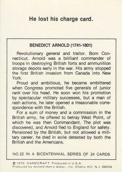 1976 Gamecraft Bicentennial Daze #22 Benedict Arnold Back