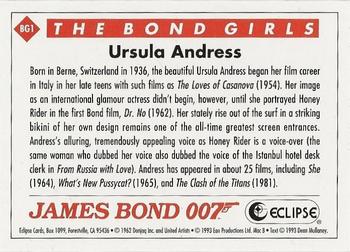 1993 Eclipse James Bond Series 2 - Bond Girls #BG1 Ursula Andress Back