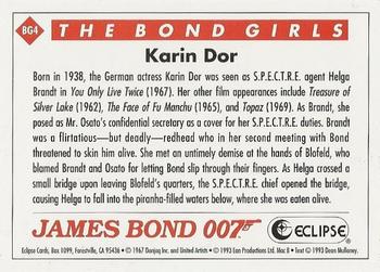 1993 Eclipse James Bond Series 2 - Bond Girls #BG4 Karin Dor Back