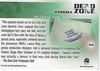 2004 Rittenhouse Dead Zone Seasons 1 & 2 - Behind The Scenes #B4 Enigma Back
