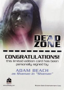 2004 Rittenhouse Dead Zone Seasons 1 & 2 - Autographs #NNO Adam Beach Back