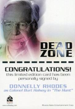 2004 Rittenhouse Dead Zone Seasons 1 & 2 - Autographs #NNO Donnelly Rhodes Back