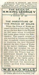 1935 Wills's The Reign of H.M. King George V #3 The Investiture of the Prince of Wales Back
