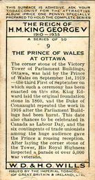1935 Wills's The Reign of H.M. King George V #9 The Prince of Wales at Ottawa Back