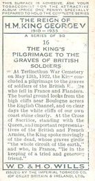 1935 Wills's The Reign of H.M. King George V #16 The King's Pilgrimage to the Graves of British Soldiers Back