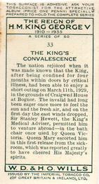 1935 Wills's The Reign of H.M. King George V #33 The King's Convalescence Back
