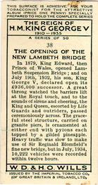 1935 Wills's The Reign of H.M. King George V #38 The Opening of the New Lambeth Bridge Back