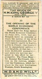 1935 Wills's The Reign of H.M. King George V #39 The Opening of the World Economic Conference Back