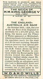 1935 Wills's The Reign of H.M. King George V #46 The England-Australia Air Race Back