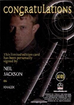 2008 Rittenhouse Stargate SG-1 Season 10 - Autographs #A105 Neil Jackson Back
