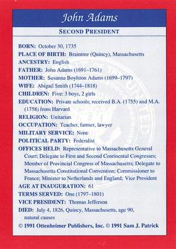 1991 Encyclopedia Britannica Presidential #NNO John Adams Back