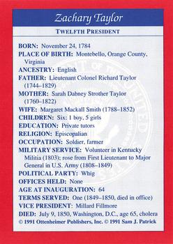 1991 Encyclopedia Britannica Presidential #NNO Zachary Taylor Back