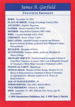 1991 Encyclopedia Britannica Presidential #NNO James A. Garfield Back